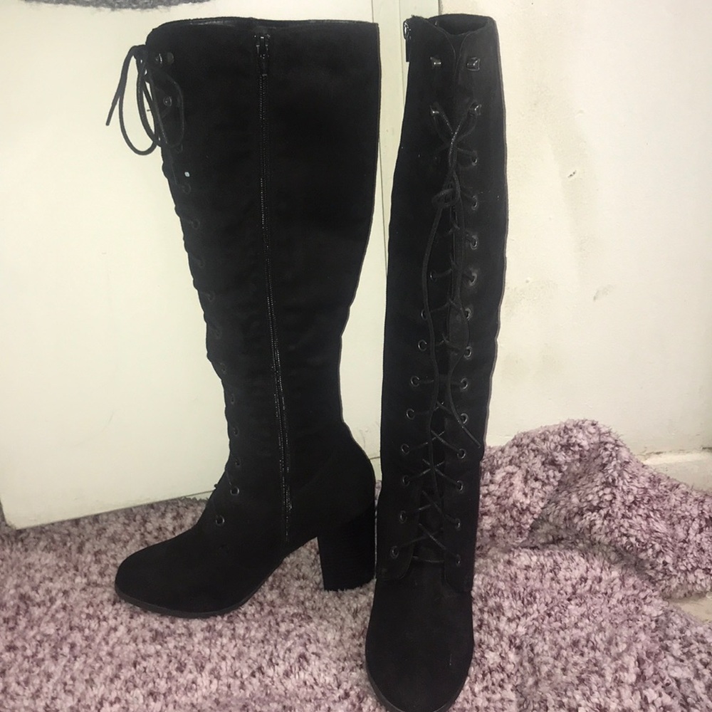 Knee high heel boots